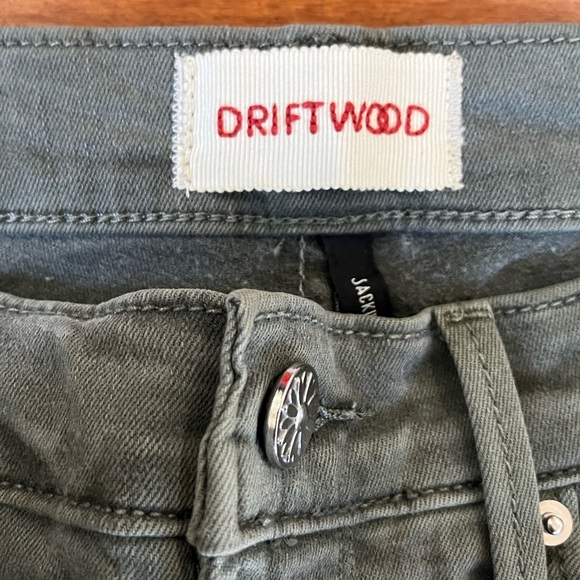 Driftwood Grayish Green Floral Embroidered Cotton Blend Jackie Jeans Pants Sz 26 - Picture 4 of 4